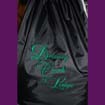 Black Drawstring Bag customized with Delaney Creek Lodge lettering