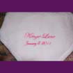 Fleece baby blanket customized with name and birthdate